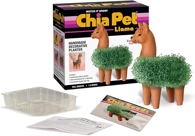 Chia Pet Llama with Seed Pack, Decorative Pottery Planter, Easy to Do and Fun to Grow, Novelty Gift, Perfect for Any Occasion