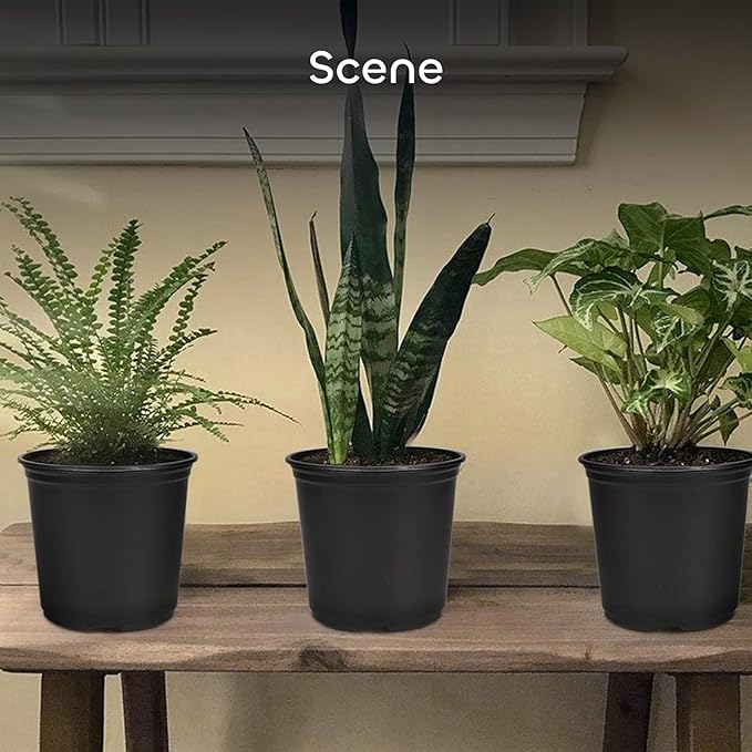 GROWNEER 48 Set 6" 1 Gallon for Plants Flexible Nursery Pot with Drainage Hole and 15 Pcs Plant Labels, Flower Plant Container for Indoor Outdoor, Seedlings, Vegetables, Succulents, Black