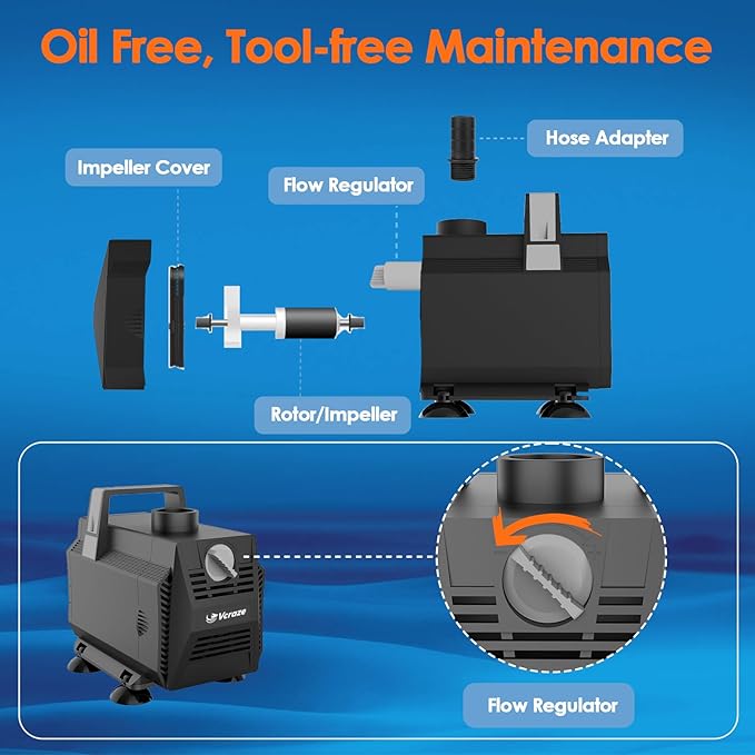 Submersible Water Pump 1200GPH/70W Fountain Pumps with Flow Control, Pond Pump Submersible Outdoor with 10ft 3-Core Power cable for Hydroponics, Aquarium, Waterfall, Statuary, Water feature