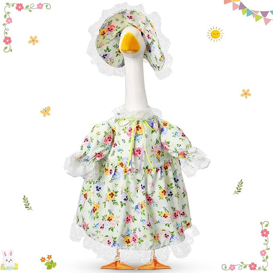 Spring Floral Goose Outfit Lawn Porch Goose Clothes 23" Lolita Spring Outdoor Patio Yard Lawn Art Decoration