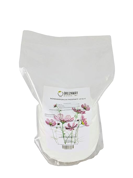 Greenway Biotech's Monoammonium Phosphate Fertilizer 12-61-0 Contains 12% Nitrogen and 61% Phosphorus- The Ultimate Plant Growth and Blooming Enhancer for Hydroponics and Soil Use - 10 Pounds