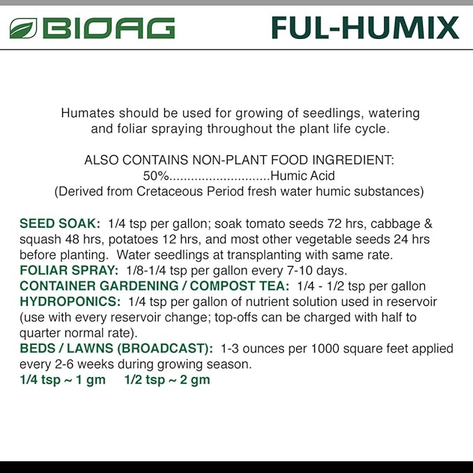 Ful-Humix Organic Humic Acid Soil Dry Amendment, Increases Yield, Nutrient Uptake for All Plants, Lawn (1 kg)