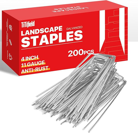 4 Inch 200 Pack Landscape Staples Galvanized Garden Stakes Anti-Rust Landscape Pins for Weed Barrier Fabric, Artificial Turf and Landscape Fabric