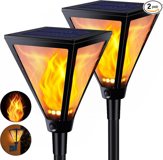 Toodour Solar Flame Lights Outdoor, 2 Pack 94 LED Larger Solar Torch Lights with Flickering Flame, Waterproof Solar Powered Outdoor Lights Landscape Decorative Lighting for Yard Garden Outdoor Decor