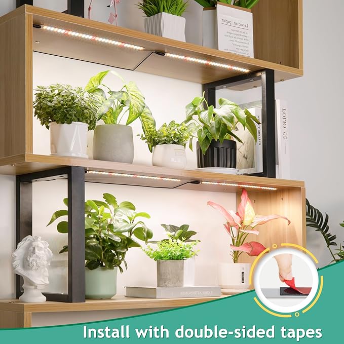 LBW Full Spectrum Grow Light Strip for Indoor Plants, Plant Grow Lights Indoor with 10 Brightness Levels & Timer 4/8/12 Hours, 480 LED Grow Lights for Plant Growing, 2 Pack