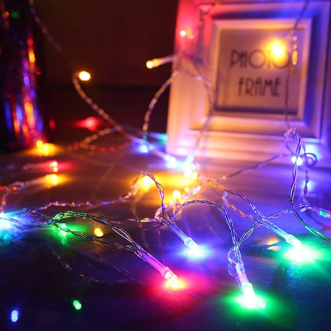 String Lights, 2 Pack Battery Operated String Lights with Remote Timer Waterproof 8 Modes 16.4ft 50 LED String Lights for Bedroom,Garden,Party,Xmas Tree Indoor Outdoor Decorations, Multicolor
