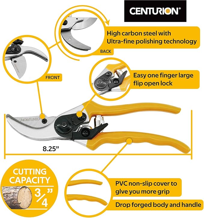 Centurion 1222 3-Piece Lopper, Hedge Shear & Pruner Combo Set, Heavy Duty Tree, Shrub & Bush Care Kit for Lawn, Garden & Yard, Ideal for Indoor & Outdoor Gardening, Branch Cutting & Plant Trimming
