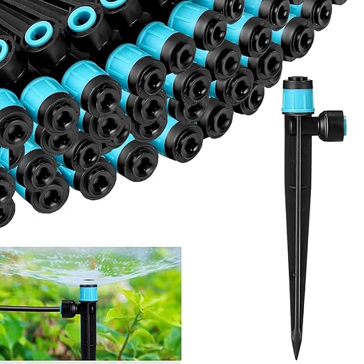 30Pcs Push-Fit Drip Irrigation Launcher,Adjustable 360-Degree Dropper Injector,1/4 inch Tube, Irrigation Drip Irrigation System Assembly for Garden Irrigation Systems