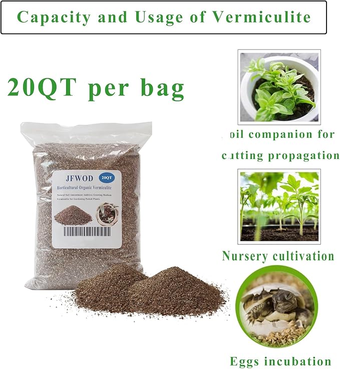 20QT Organic Vermiculite, Horticultural Vermiculite for Plants, Soil for Potted Plants, Vermiculite Coarse Hydroponic for Succulent Orchid Gardening