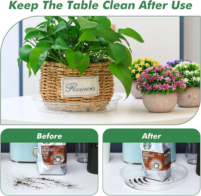 20 Pack 6 Inch Plant Saucers Clear Plastic Plant Saucer Drip Trays Small Plant Plate Dish for Indoor Flower Pots and Planters, Bulk