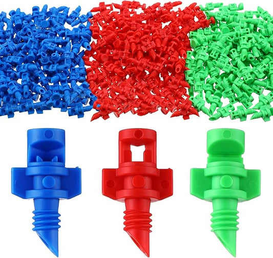 300 Pcs Misting Nozzle Sprayer 90/180/360 Degree Atomizing Micro Sprinklers Drip Ring Irrigation Emitters Sprinkler Nozzle Refraction Drip Emitters for Garden Agriculture Lawn
