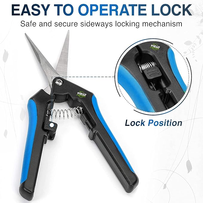 Hydroponic 2Pack Microtip Straight blade/Curved Blade Flower Leaf Trimmer Pruning Shears by Yieldcropper