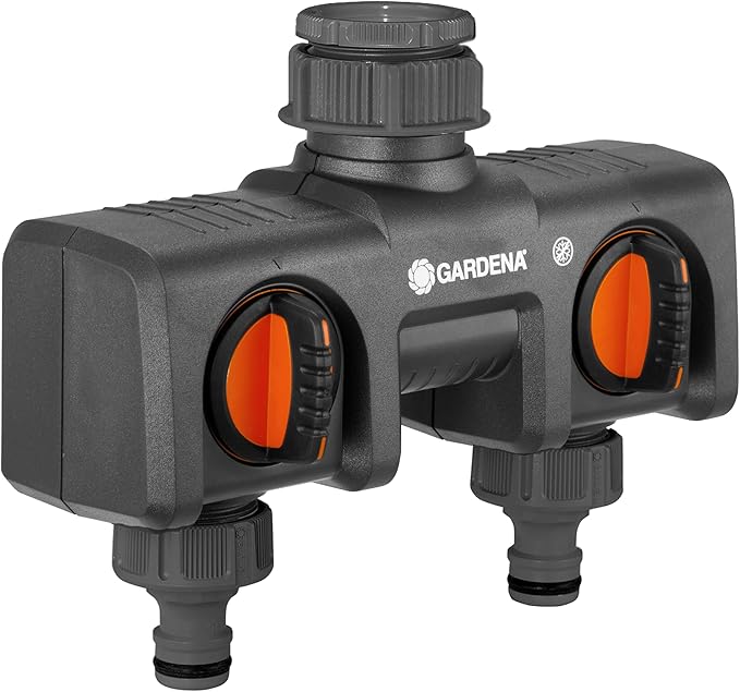Gardena (38193 Two-Way Garden Hose Splitter with Flow Control Valves and Quick Connect Fittings. Connect 2 waterHoses to 1 Tap with Easy Connector Ports.