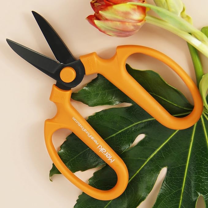 Flower & Garden Scissors With Black Blades 7.0 Inch, Ornithogalum (Orange)