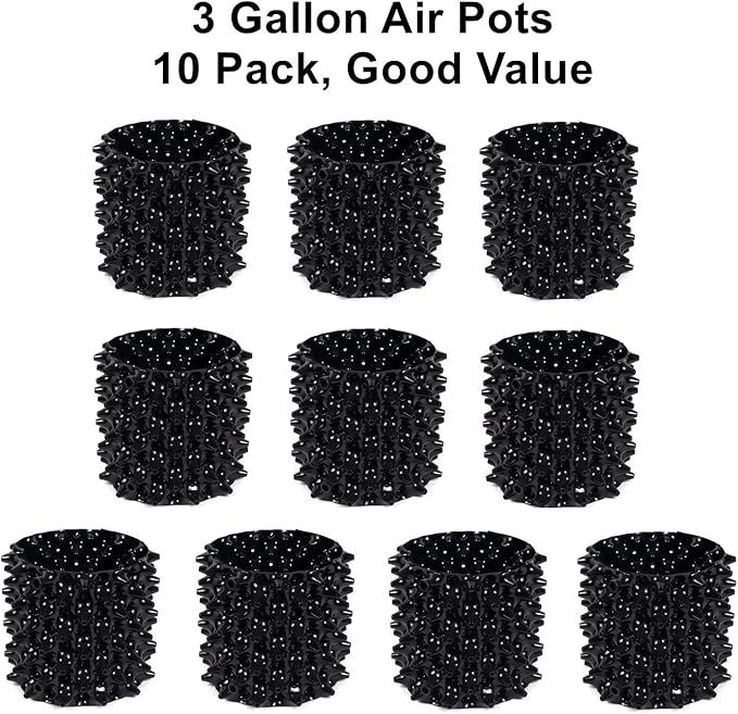 3 Gallon air Pruning pots New Plastic Nursery Pot Fruit Vegetable Garden self-Planting pots (10), Black (3G-10P)