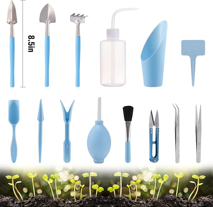 20 pcs Succulent Tool Set - 39.4" Indoor Plant Repotting Mat and 19 Pcs Mini Succulent Hand Tools, Garden Flower Plants Transplanting Supplies for Christmas Holiday Gardening Gifts Outdoor, Blue
