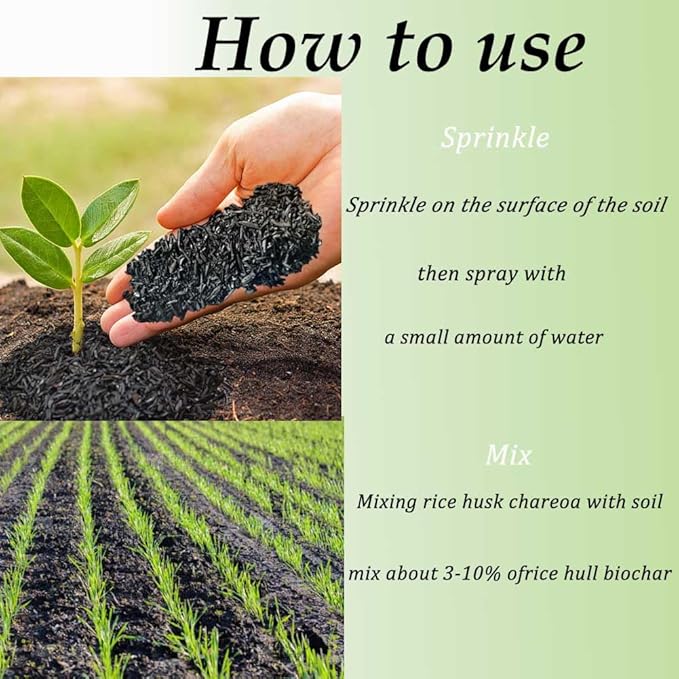 Horticultural Charcoal, Rice Husk Natural Activated Charcoal for Plants Indoor Biochar Soil Amendment Organic for Terrariums - 1.1 lbs