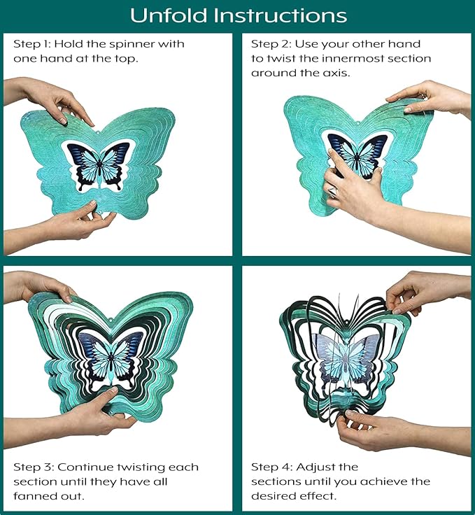 Butterfly Wind Spinners for Yard and Garden, Metal Butterfly Ornaments for Garden Décor, Outdoor Wind Spinner, Butterfly Gifts, Outdoor Garden Decoration, 12 inch Butterfly Wall Décor by ISEO