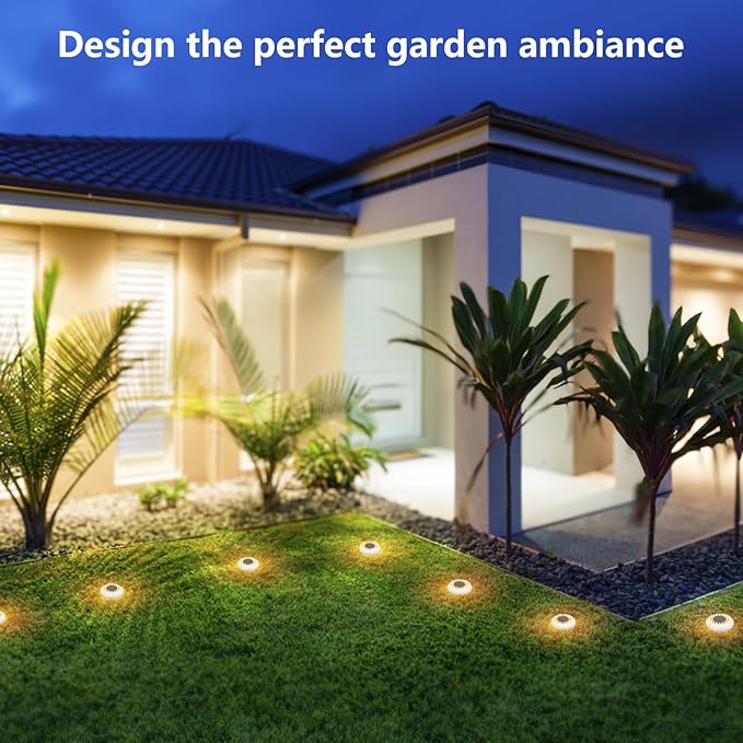 Flumy Solar Ground Lights,16 Pack Solar Lights Outdoor Waterproof, Solar Garden Lights for Outside Patio Pathway Yard Lawn Driveway Deck Step Walkway, Outdoor Chrismtas Decorations