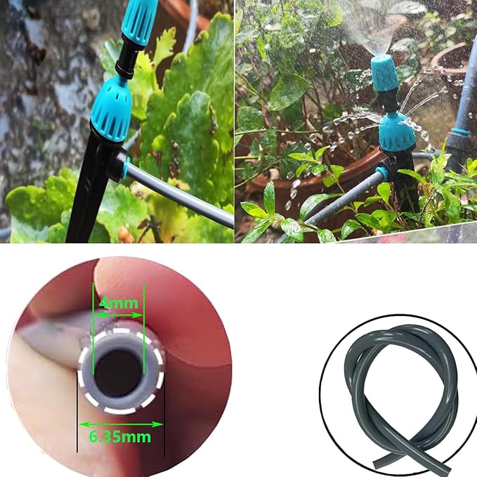 1/4 Inch Drip Hose,65Foot Gray Drip Hose for DIY Garden Irrigation Systems,Hydroponics,Spray Hose,Drip Emitter,or as a Blank Distribution Tube for any Garden Project(20 m)