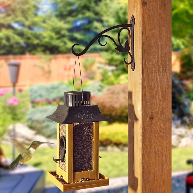 2 Pcs 8-Inch Decorative Iron Lantern Hooks for Wall Hanging Mason Jar Sconces Outdoor Solar Lights, Black