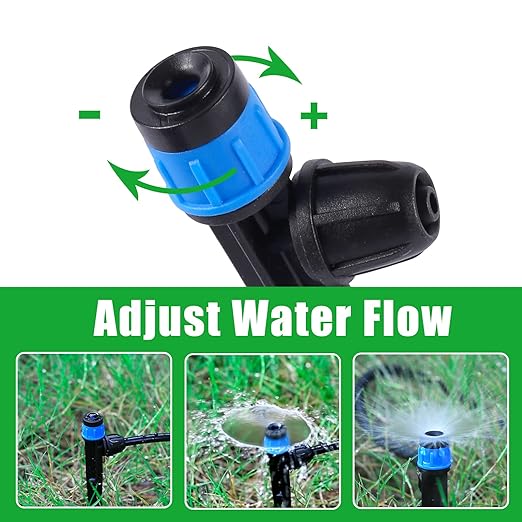 Drip Irrigation Emitters with Adjustable 360 Degree Water Flow Drippers Sprayer for 1/4 inch Tubing, Garden Drippers Sprayer Perfect for House Garden Watering System.(50pcs-Blue 360 Degree Sprayer)