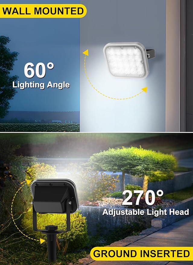 Solar Spot Lights Outdoor 2Pack 6000K Cool White Solar Landscape Spotlights IP65 Waterproof Auto On/Off Ground or Wall Mount for Garden Yard Walkway Porch Driveway Pool