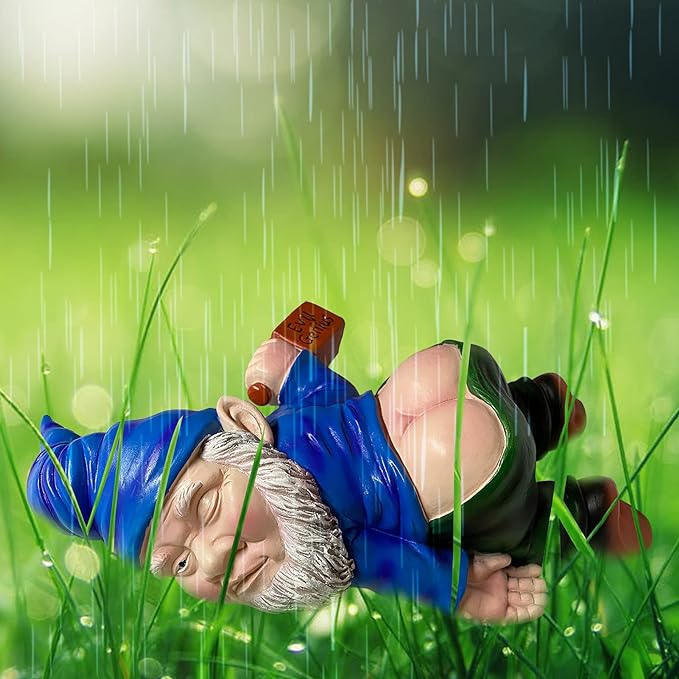 MINICAR 9.5'' Gnomes Statues Outdoor Decor, Large Naughty Sculptures Yard Decorations Patio Lawn Ornament, Funny Christmas Garden Gifts