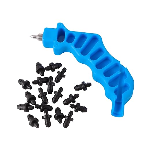2-in-One Drip Irrigation Tubing Hole Punch with 20 pcs Plugs,Drip Irrigation Tool Used for 1/4 inch Fitting and Emitter Insertion,1 Pcs-Blue