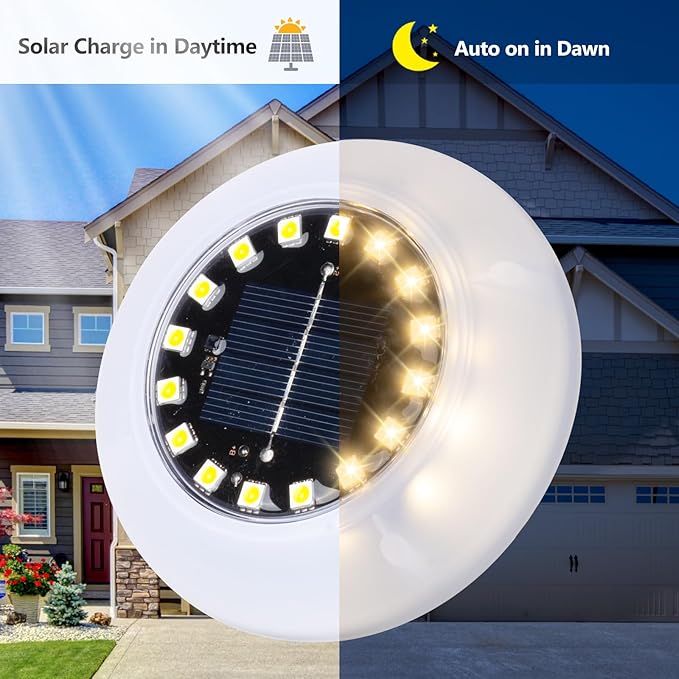 Flumy Solar Ground Lights,16 Pack Solar Lights Outdoor Waterproof, Solar Garden Lights for Outside Patio Pathway Yard Lawn Driveway Deck Step Walkway, Outdoor Chrismtas Decorations