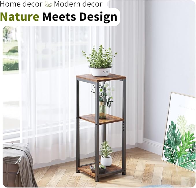 Tall Plant Stands Indoor, 3 Tier Plant Table, Corner Plant Stands for Indoor Plants Multiple, Small Side Table for Indoor Plants, Tall Plant Table