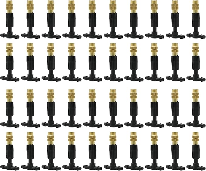 3-Way Atomizing Nozzle with Drip Irrigation Connector Irrigation Nozzle for 1/4-inch Drip Tubing Brass Misting Nozzles Tees for Gardens, Irrigation, Greenhouses, Lawns (20 PCS)