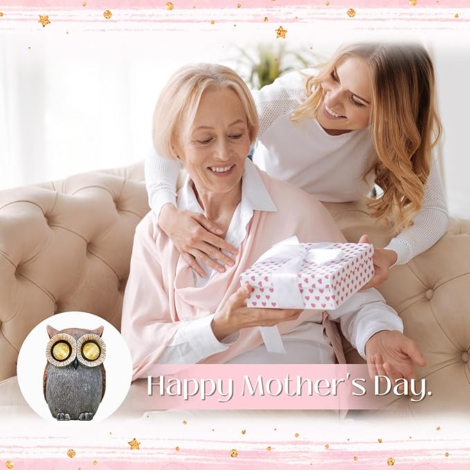 DKJOCKY Owl Gifts for Women, Solar Owl Decorations for Yard, Garden Oranments Outdoor Gardening Gifts for Birthday Christmas for Women Mom Grandma Wife