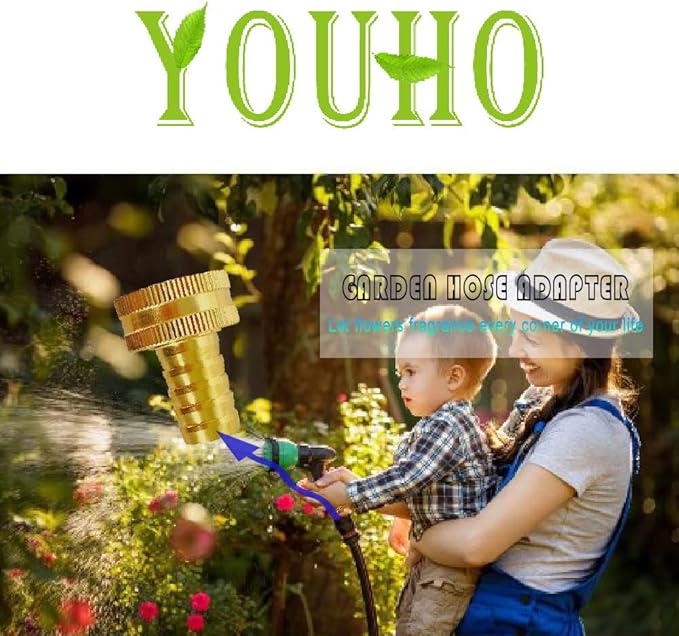 Garden Hose Adapter Swivel Fitting GHT 3/4 to 1/2 Hose Drip Irrigation Tubing to Faucet - Reusable Connector Fittings for Most Rain Bird, Orbit, Dig, Toro 1/2 Tubing x 3/4" GHT(2PCS)