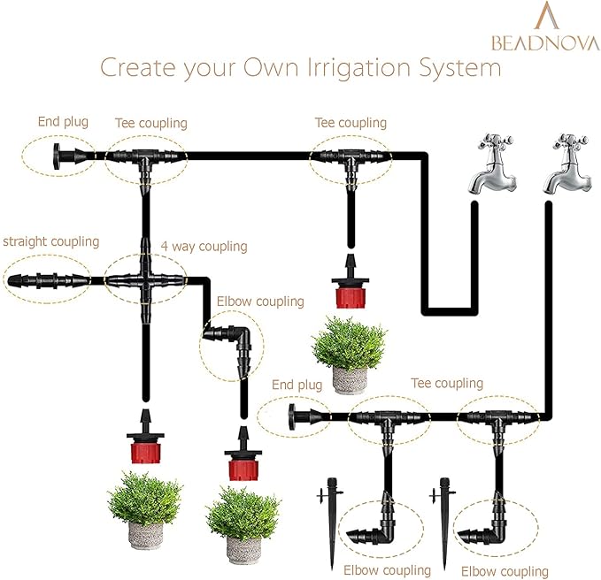 BEADNOVA Drip Irrigation Connectors 30 Pcs 1/4 Inch Barbed Connector Straight Couplings Irrigation Connectors for 1/4 Inch Drip Tubing Water Tubing Gardening Irrigation Supplies (30pcs)