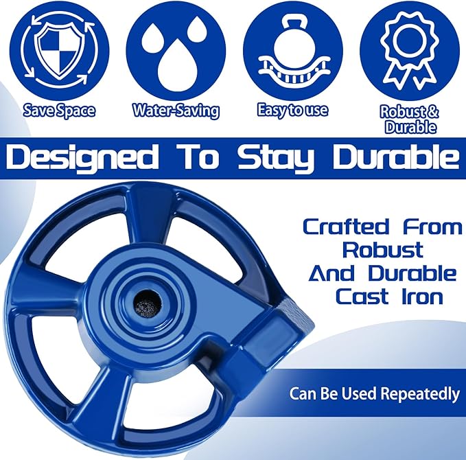 Domensi 1 Pack Cast Iron Circular Spot Sprinkler Reliable Metal Sprinkler American Threaded Joints Water Sprinkler for Lawn Garden Yard Irrigation System, Blue