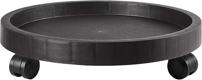 12.6 Inch Planter Caddies Rolling Saucer Caddy with Wheels, Heavy Duty Wheeled Stand for Potted Plant, Round Coaster Roller Base Tray with Casters, Flower Pot Dolly Holder for Indoor Outdoor