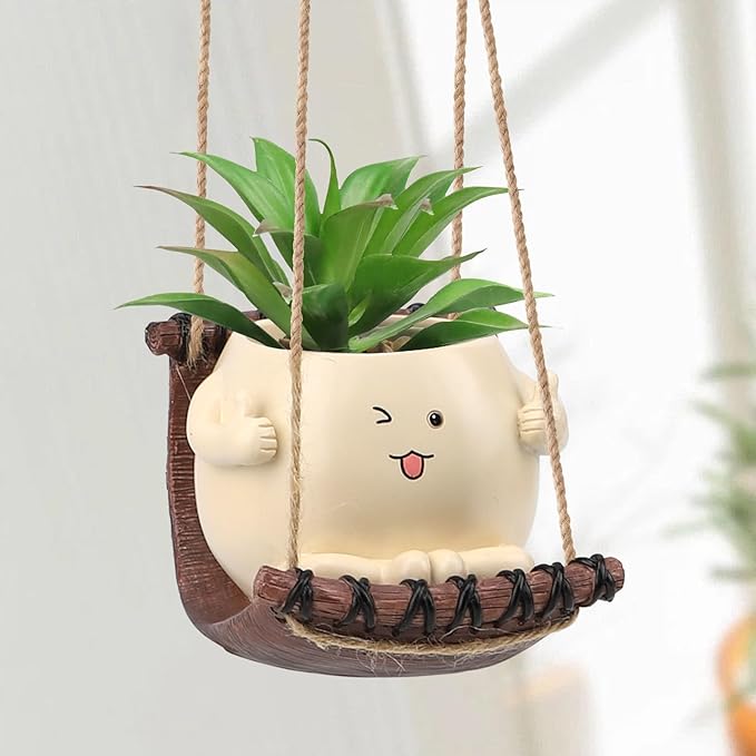 Swing Face Planter Pot Face Planter Hanging Resin Hammock Flower Head Planters for Indoor and Outdoor Plants, Succulent Pots for String of Pearls Plant. Ideal Gifts for Mother's Day and Christmas