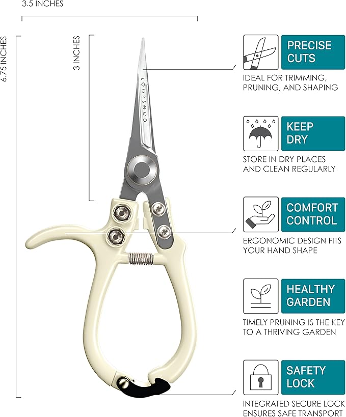 Plant Pruning Shears with Vegan Leather Sheath Garden Trimming Scissors with Belt Holster Bonsai Trimmers Herb Snips Flower Clippers Modern Tools 2 Piece Bundle (Cream Pruner Beige Sheath)