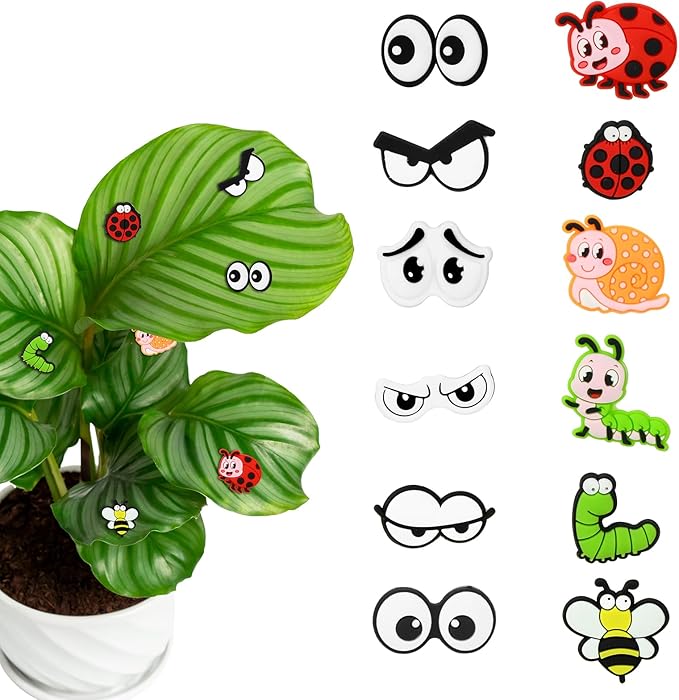 Plant Magnets for Potted Plants, 12pcs Plant Decorations Plant Magnet Eyes Fun Face Plant Charms for Plant Lovers Friends Unique Gifts, Indoor Outdoor Office Plants Accessories