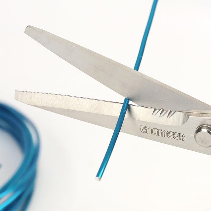 Engineer Best Versatile High Performance Combination Scissors W/Micro-Serrations Holds the Object without slippage such as Kevlar, Aramid Fiber, Plastic Plate, Etc. (Green)