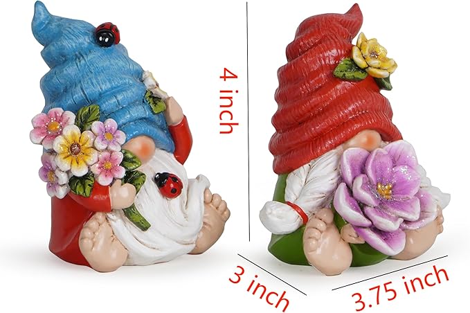 Hodao Spring Garden Decorations - Gnomes Decorations - Summer Gnomes Decorations - Ladybug Flower Decor - Spring Home Decor - Foot Gnomes（2Pcs） (Multicolor)