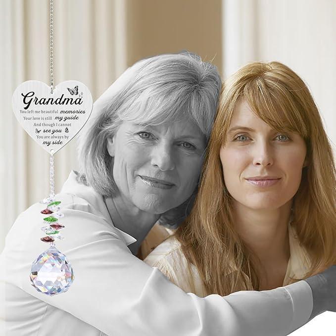 Memorial Gifts for Loss of Grandma, Sympathy Gifts for Loss of Grandma, Grandma in Heaven Memorial Crystal Suncatcher for Window Home Decor (Grandma)