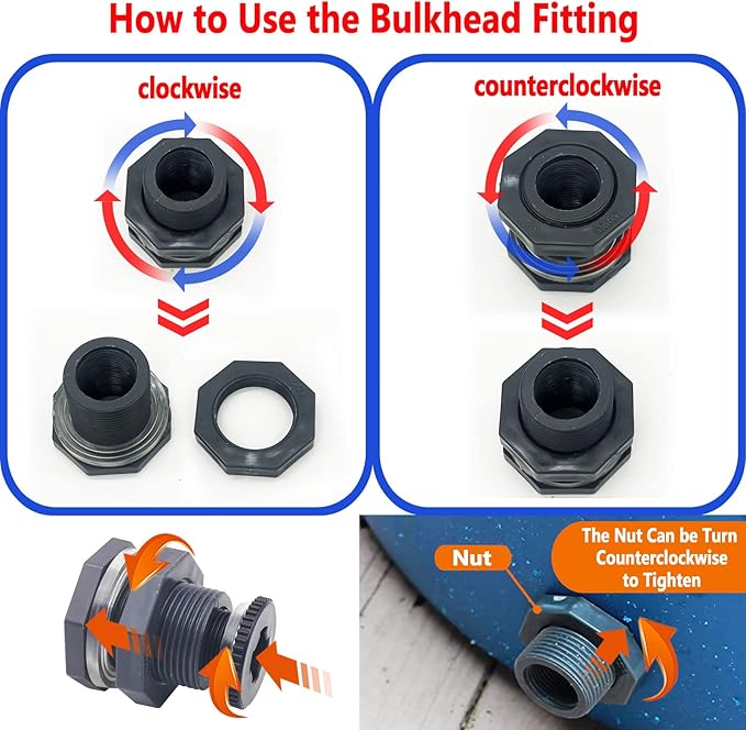 4 PCS Rain Barrel Bulkhead Fitting kit with Plugs and Hole Saw Tool, 3/4" (Inside Diameter is About 25mm) PVC Spigot Connector Kit for Rain Barrels Pools Aquariums (25mm ID Bulkhead 3/4")