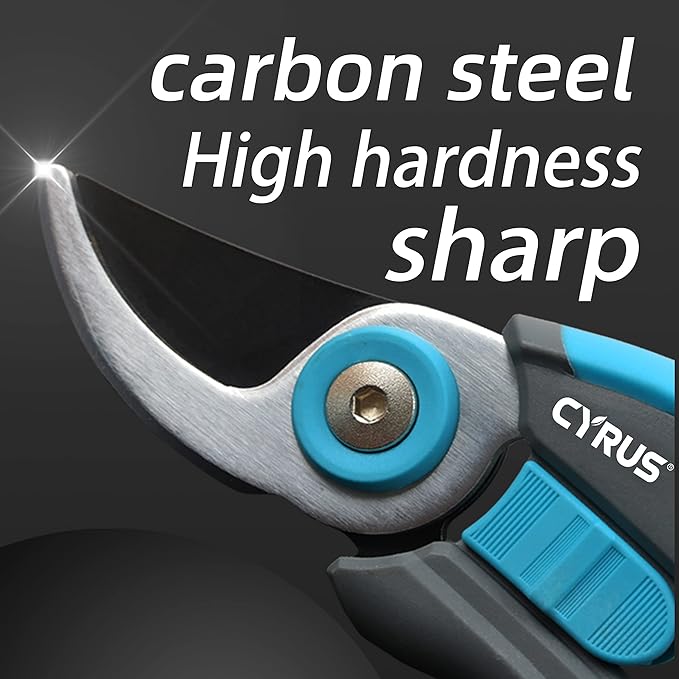Pruning Shears for Gardening, 8” Stainless Steel Gardening Hand Pruner, Bypass Pruning Shears Steel Blades with Non-stick Coating Adjustable Up to 3/4" Cut Reinforced Plastic Handles