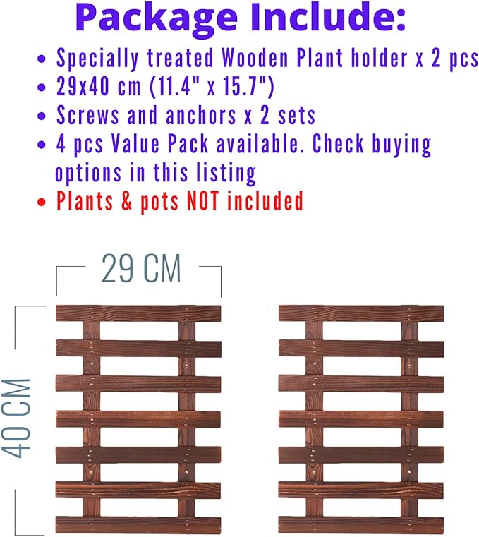 ShopLaLa Wall Planter - 2 Pack Wooden Orchid Planter Frame Display Outdoor Plants, Wall Mount Air Plants Succulent Holder Hanger, Vertical Garden Plant Wall Decor Macetas para Orquideas 15.7" (40cm)