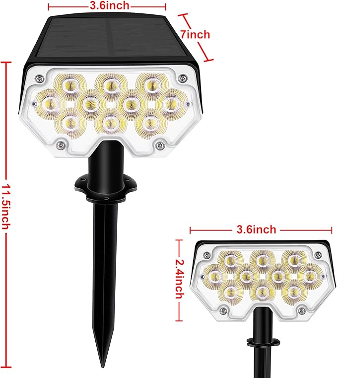 All-New Solar Spot Lights Outdoor Waterproof，20 LEDs Solar Flag Light with 2 Modes,Landscape Spotlights for Pathway, Patio, Garden, Trees,Flag,Pool (2 Pack,White Light)