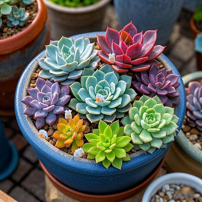 DoubleWood Mini Cow Figurines Set, 60 Pieces, Resin Mini Animals Decorations for Fairy Gardens and Miniature Landscapes (60, White)