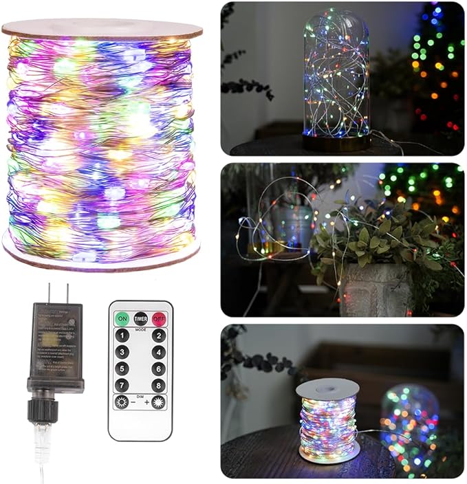 Fairy Lights Plug in,100FT 300 LEDs Waterproof Led String Lights,Twinkle Light with 8 Modes Remote for Outdoor Indoor Christmas Wedding Birthday Garden Party Decorations,Multicolor