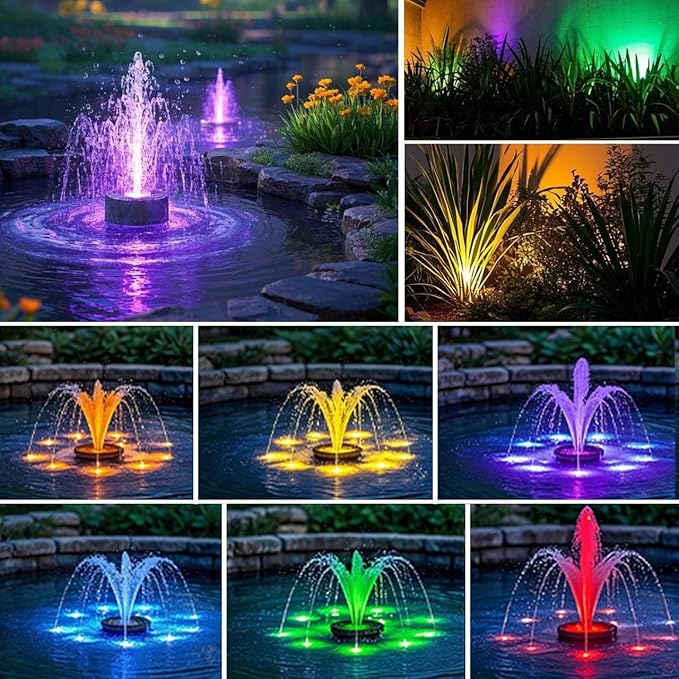 Pond Lights with Timer, Colored Fountain Lights IP68 Waterproof Pond Light, Underwater LED Dimmable Outdoor Lights for Fish Tank Pond Fountain Garden Landscape, 2 Lights